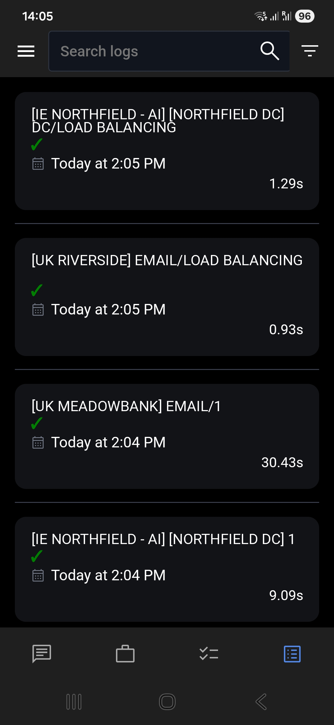 Logs on iMothership for Android